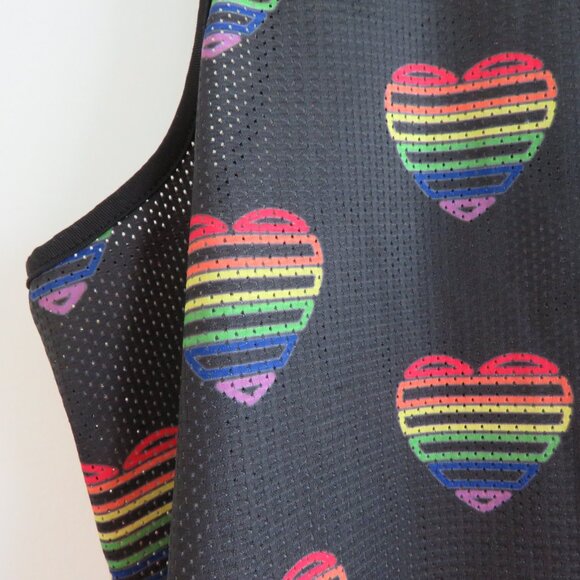 STEELE (ST33LE) Pride Heart Print Performated Open Mesh Vest Festival - Size M - Picture 5 of 14